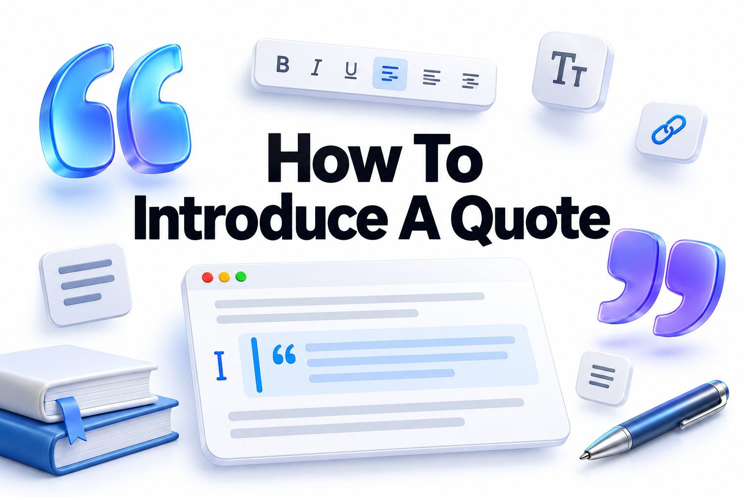 Open book with a highlighted quotation and an introductory phrase